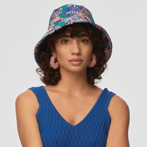 LELE SADOUGHI SEA REEF CORALS WEEDS EMBROIDERED LONG BRIM BUCKET SUN HAT main image 9
